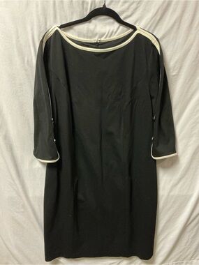 Talbots Black Midi Dress with Cream Trim